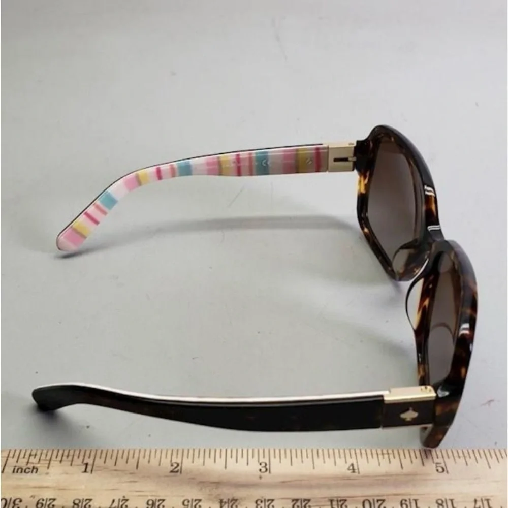 Kate Spade Sunglasses w/ Case Striped/ Dark Brown Tortoise Shell Frame